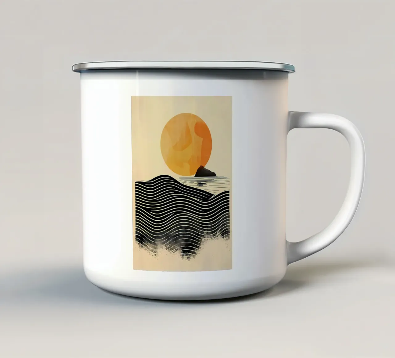 Sunset Waves enamel mug by James M Coyle
