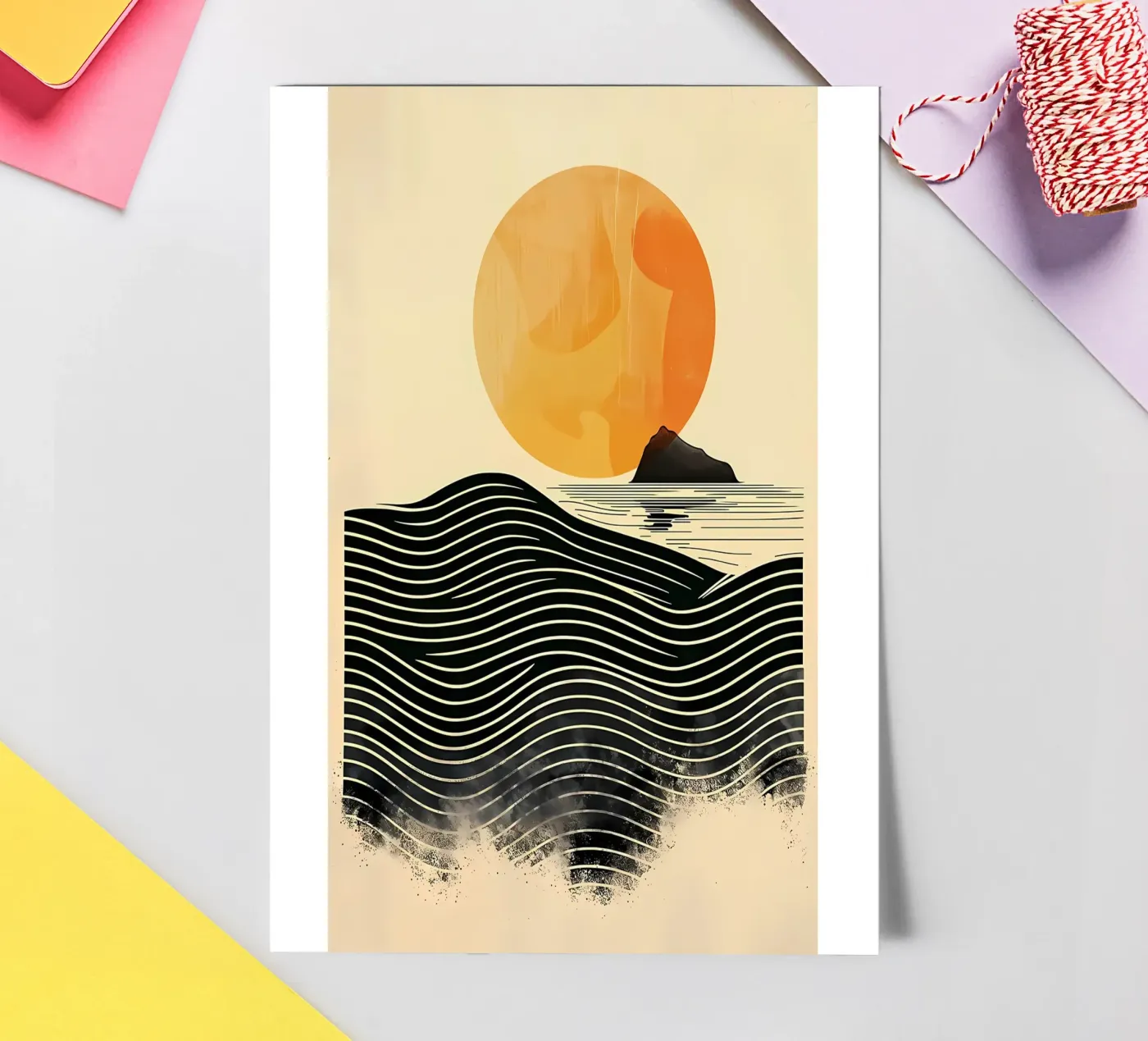 Onde del tramonto foglio adesivo da James M Coyle