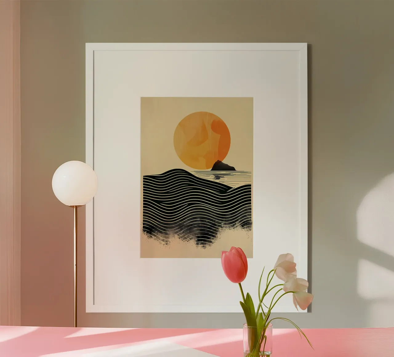 Olas del atardecer hahnemühle de James M Coyle