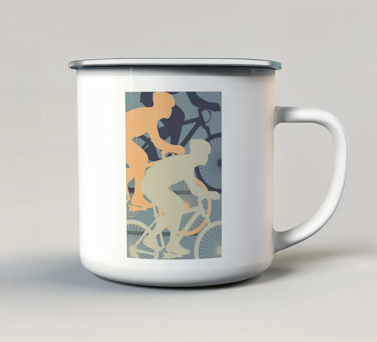 Sagome di ciclisti tazza in smalto da Albert S Jacob