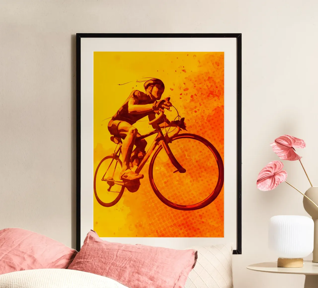 Hitte van het fietsen poster met kunststof frame van Albert S Jacob