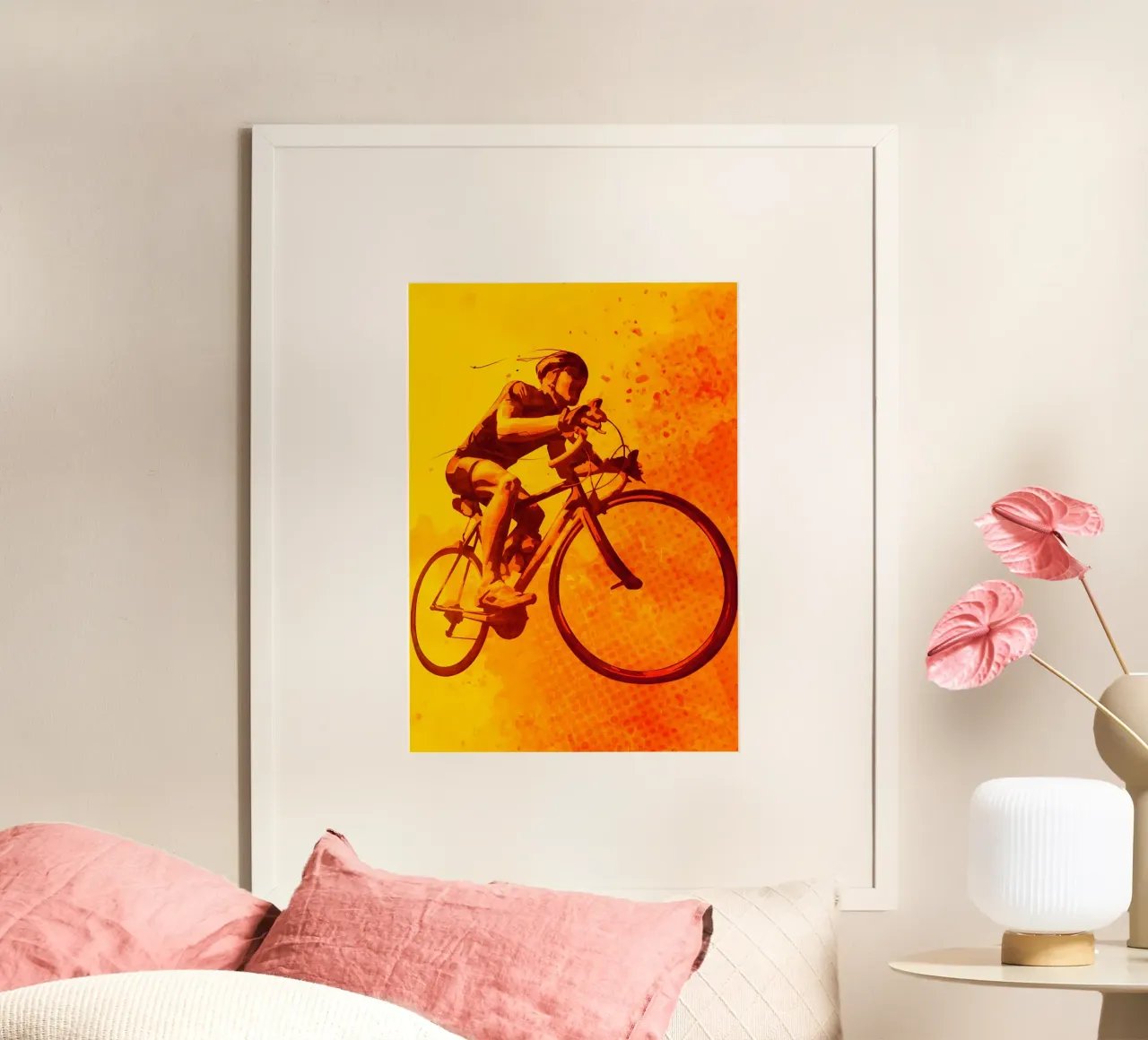 Hitte van het fietsen poster met kunststof frame van Albert S Jacob
