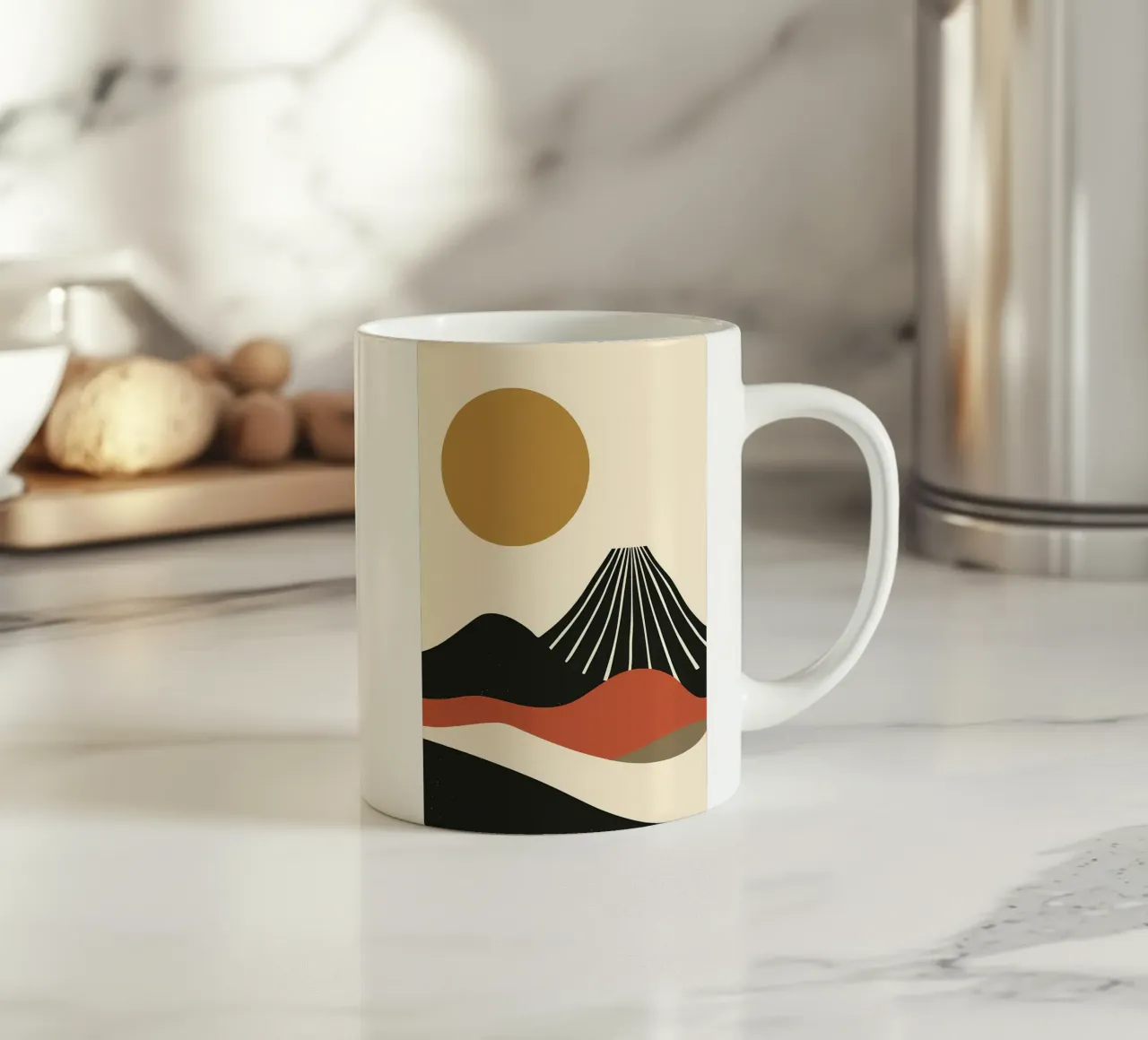 Paesaggio astratto del Fuji tazza in ceramica da James M Coyle