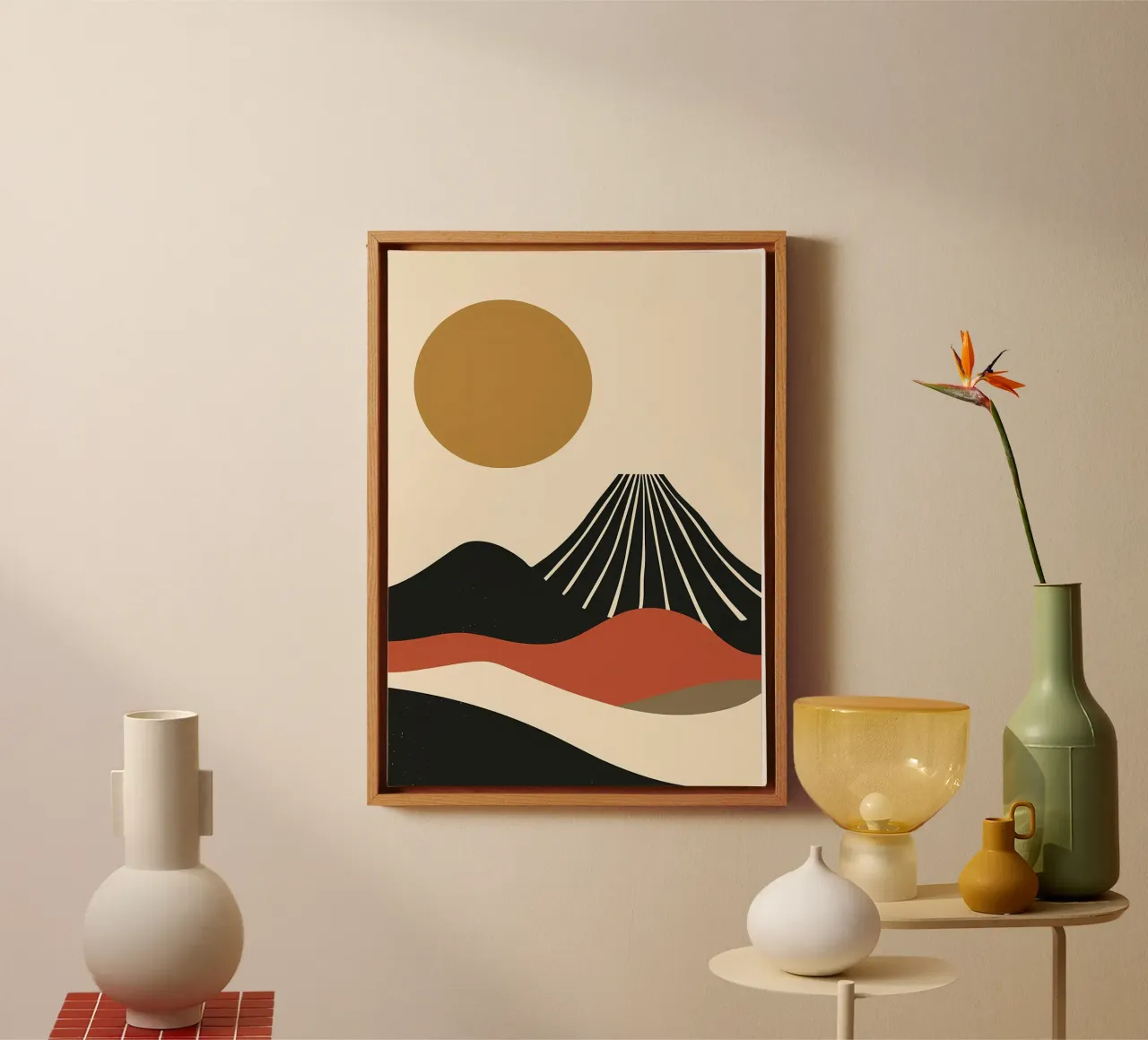 Abstract Fuji landschap canvas met Baklijst van James M Coyle