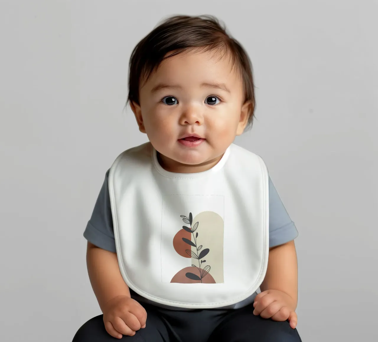 Modern botanical artwork baby bib by Rebecca Clark Wyrick