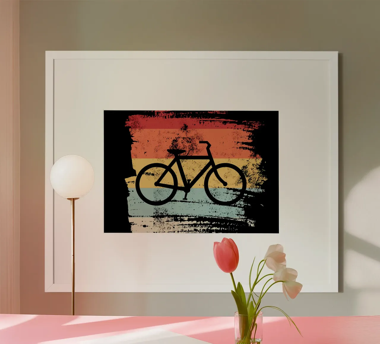 Retro Bicycle Art poster with wooden frame by Albert S Jacob