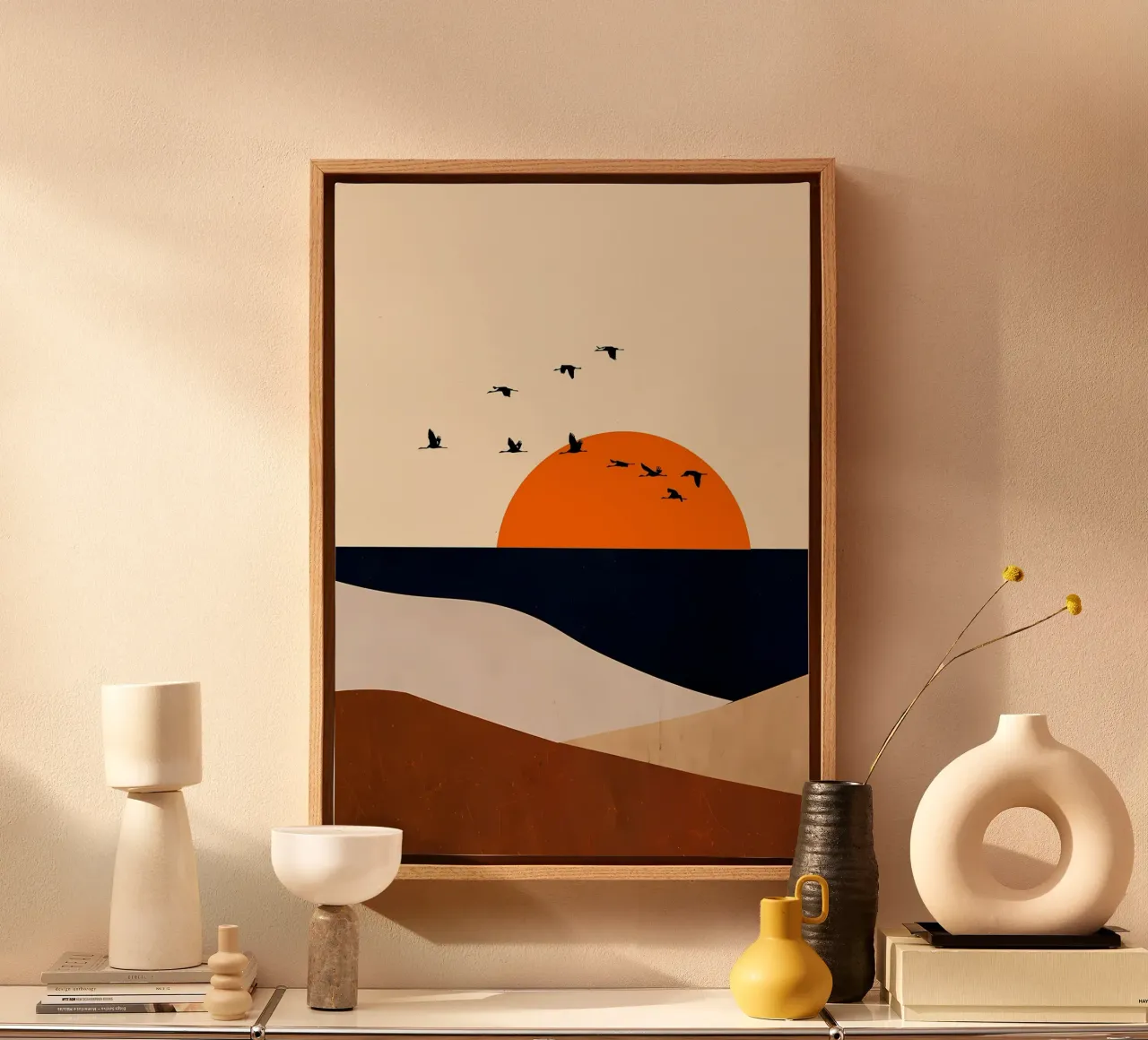 Abstract landschap 6 canvas met Baklijst van James M Coyle