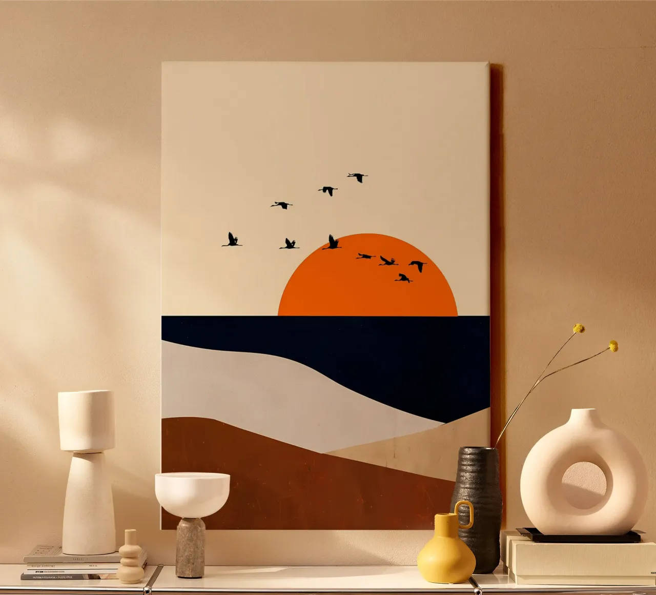 Abstract landschap 6 canvas met Baklijst van James M Coyle