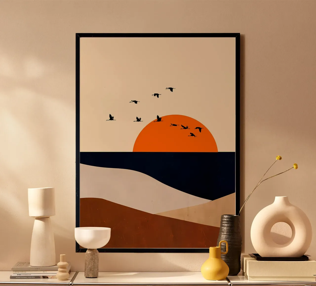 Paysage abstrait 6 poster avec cadre en bois de James M Coyle