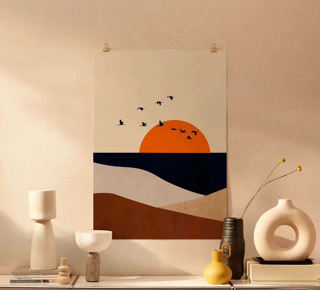 Paysage abstrait 6 poster avec cadre en bois de James M Coyle