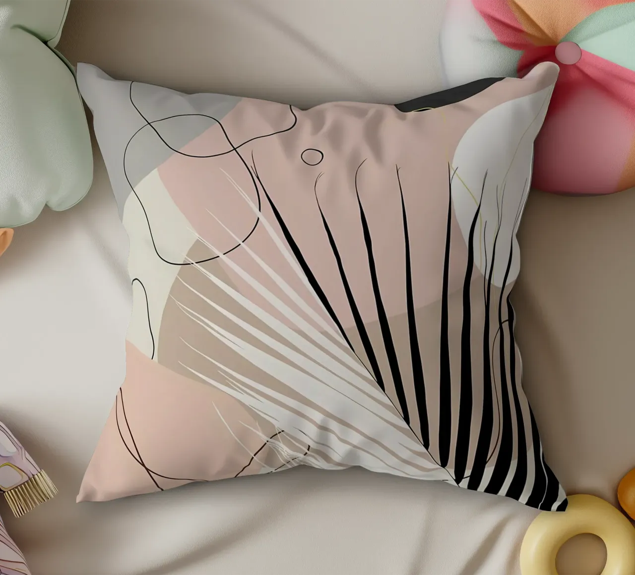 Minimo Yin Yang Palm 1 cuscino da Rebecca Clark Wyrick