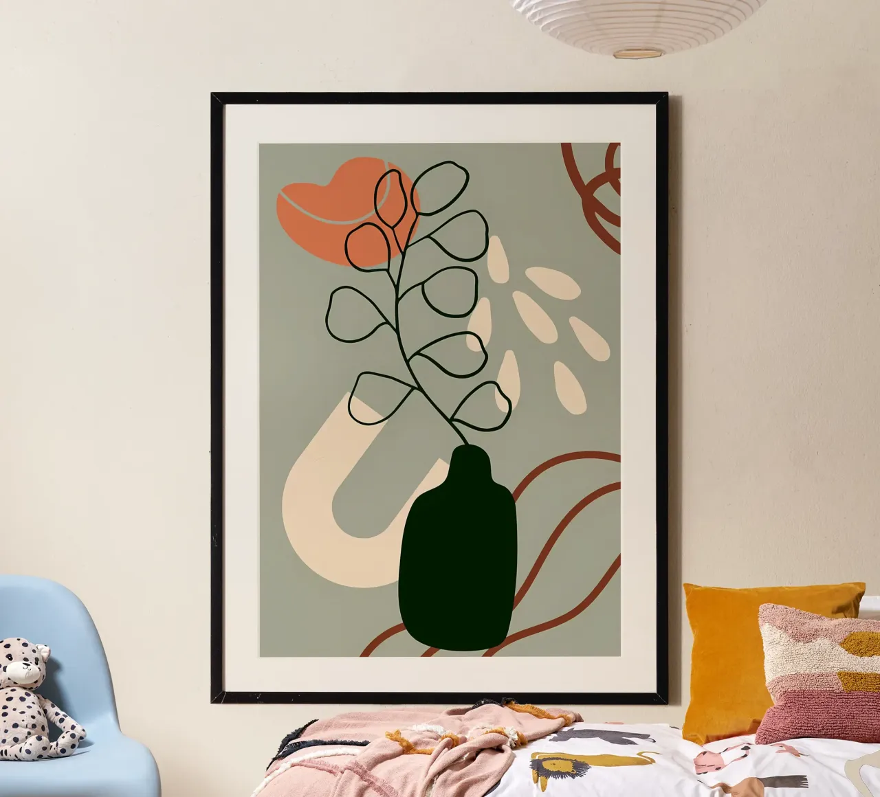 Fiore una linea arte moderna poster con telaio in alluminio da Rebecca Clark Wyrick