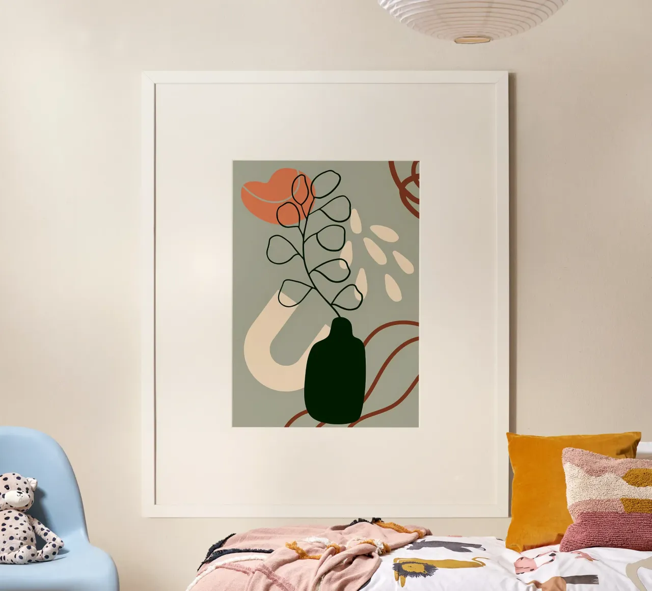 Fiore una linea arte moderna poster con telaio in alluminio da Rebecca Clark Wyrick