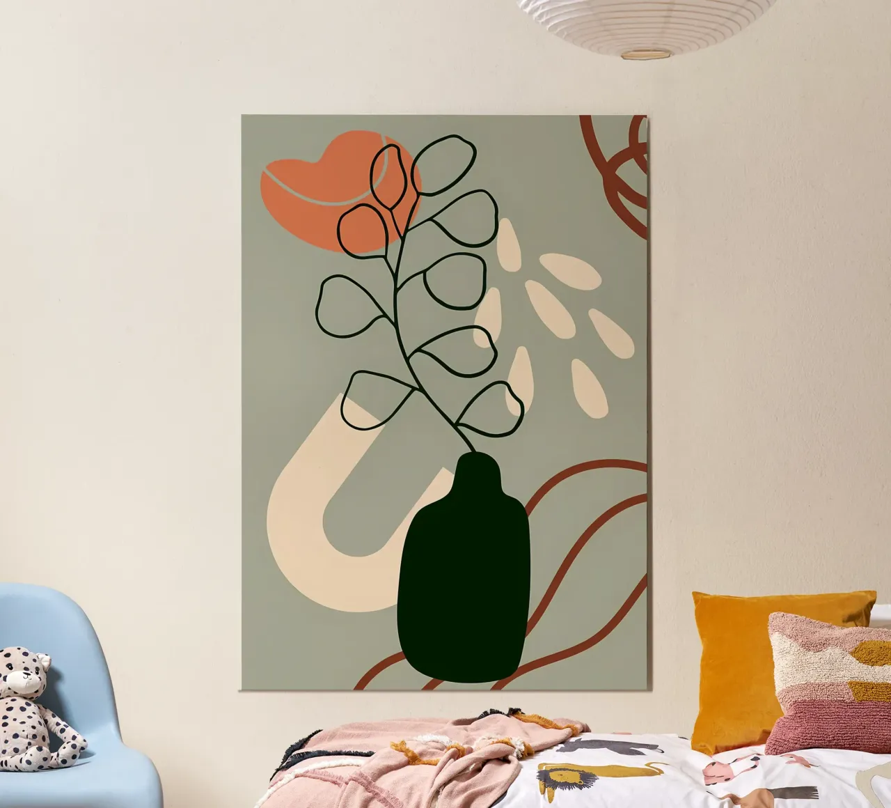 Fiore una linea arte moderna poster con telaio in alluminio da Rebecca Clark Wyrick
