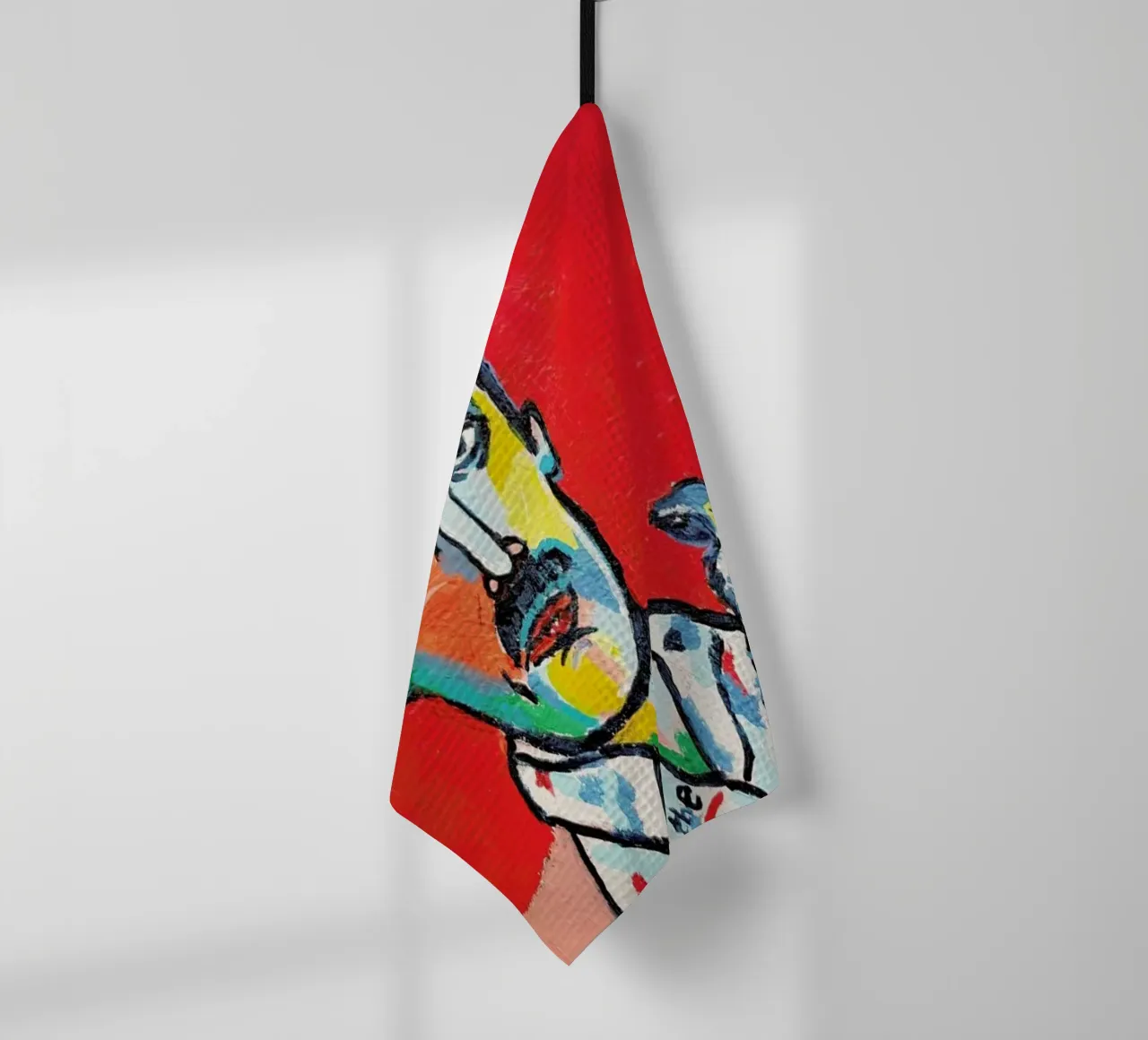 Freddy and Cat tea towel by Blanca Nuñez Pozuelo