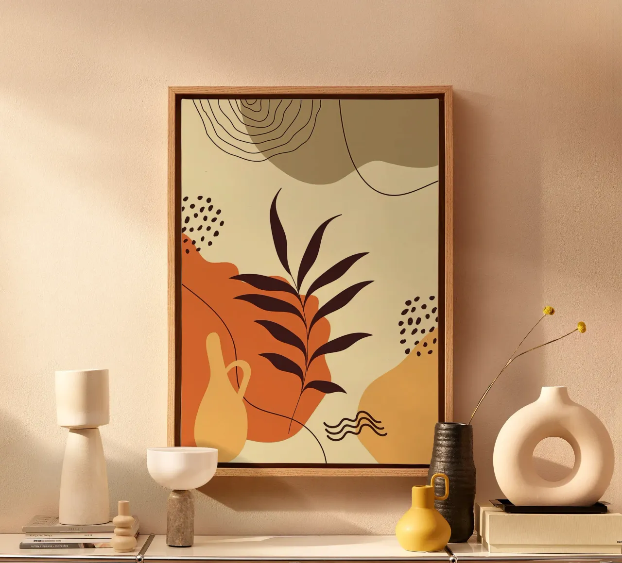 Scandinavian leaf shapes canvas by Rebecca Clark Wyrick