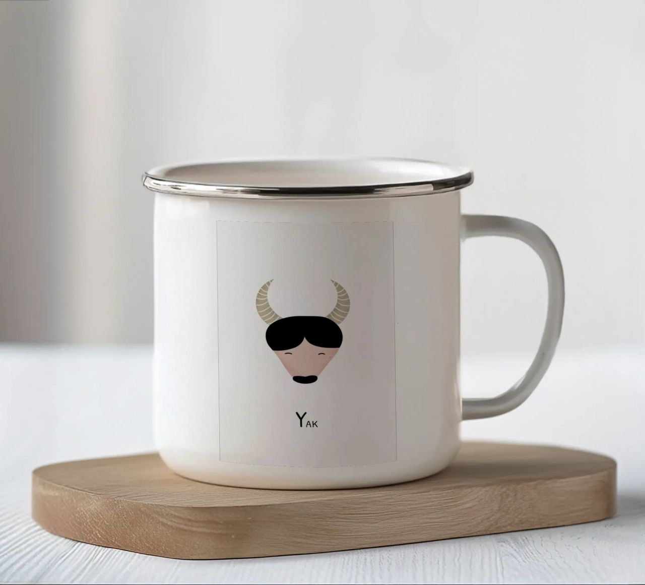 Y for Yak mug en émail de Little Flourishes