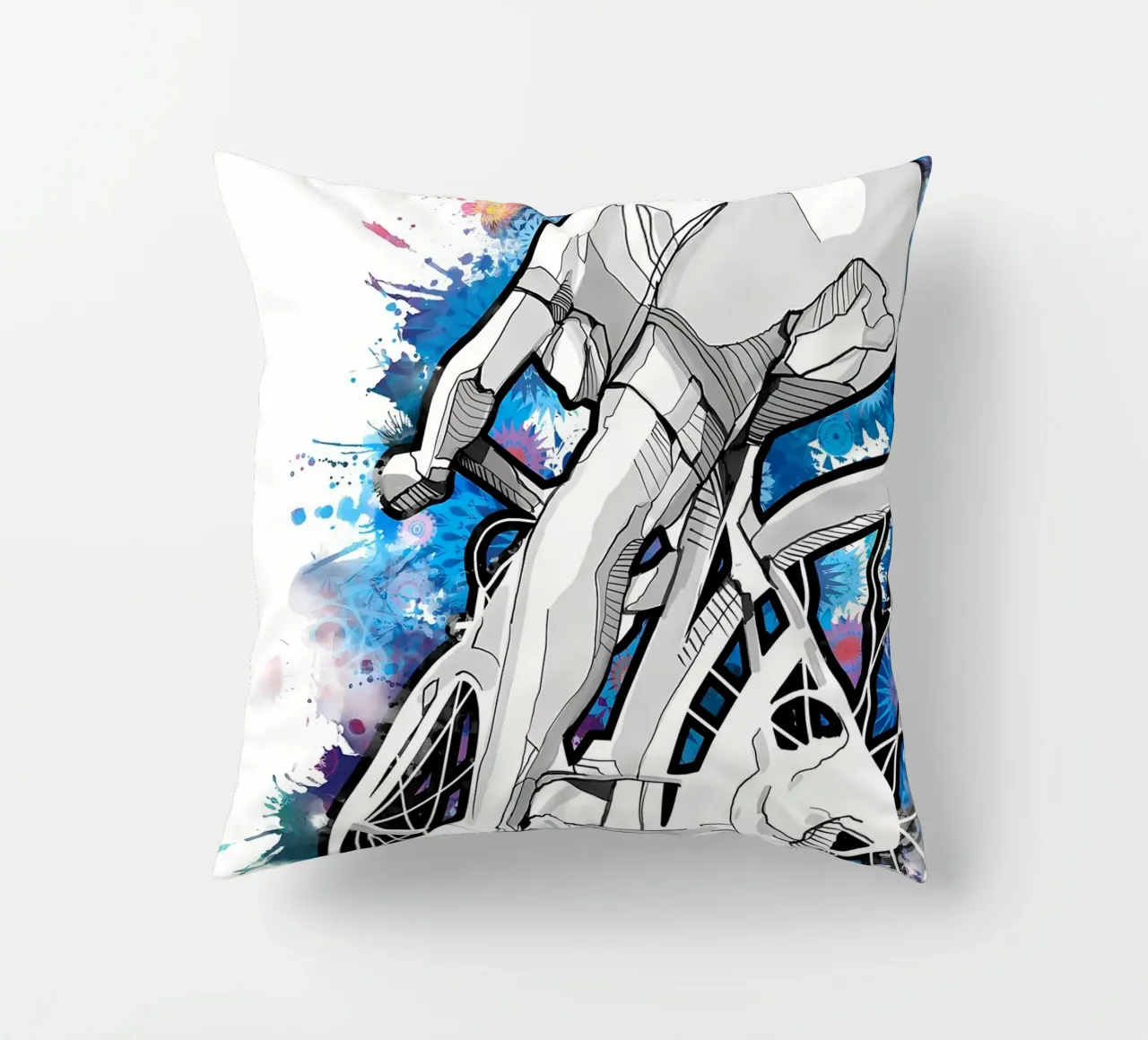 cycling silhouette 18 decorative cushion by Albert S Jacob