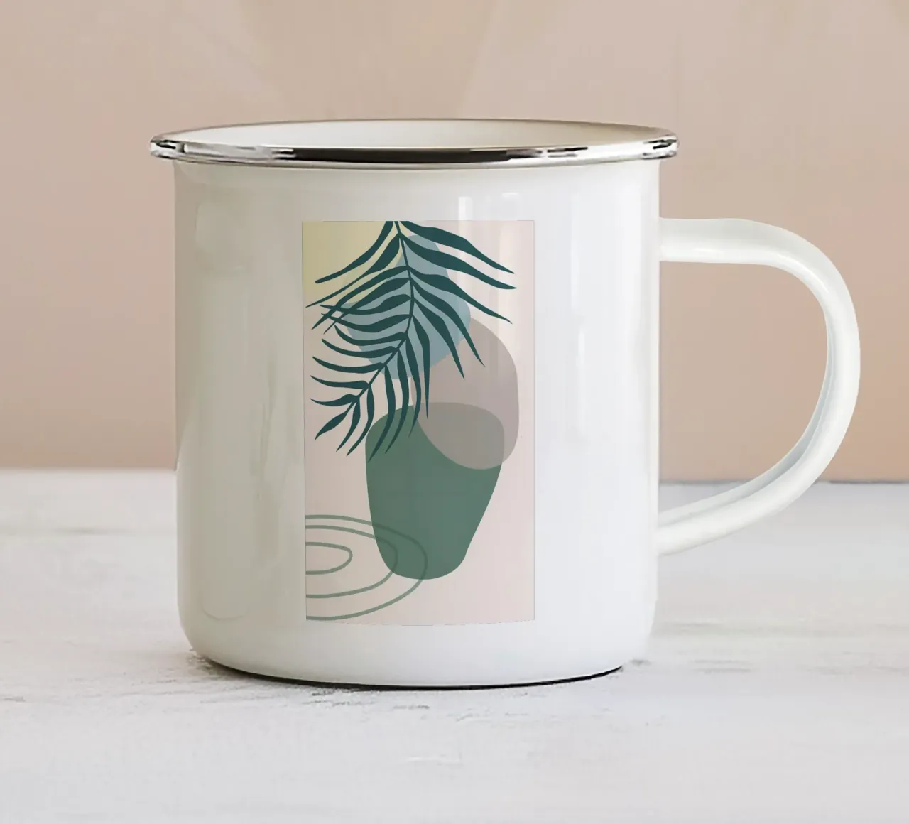 Foglie botaniche astratte tazza in smalto da Rebecca Clark Wyrick