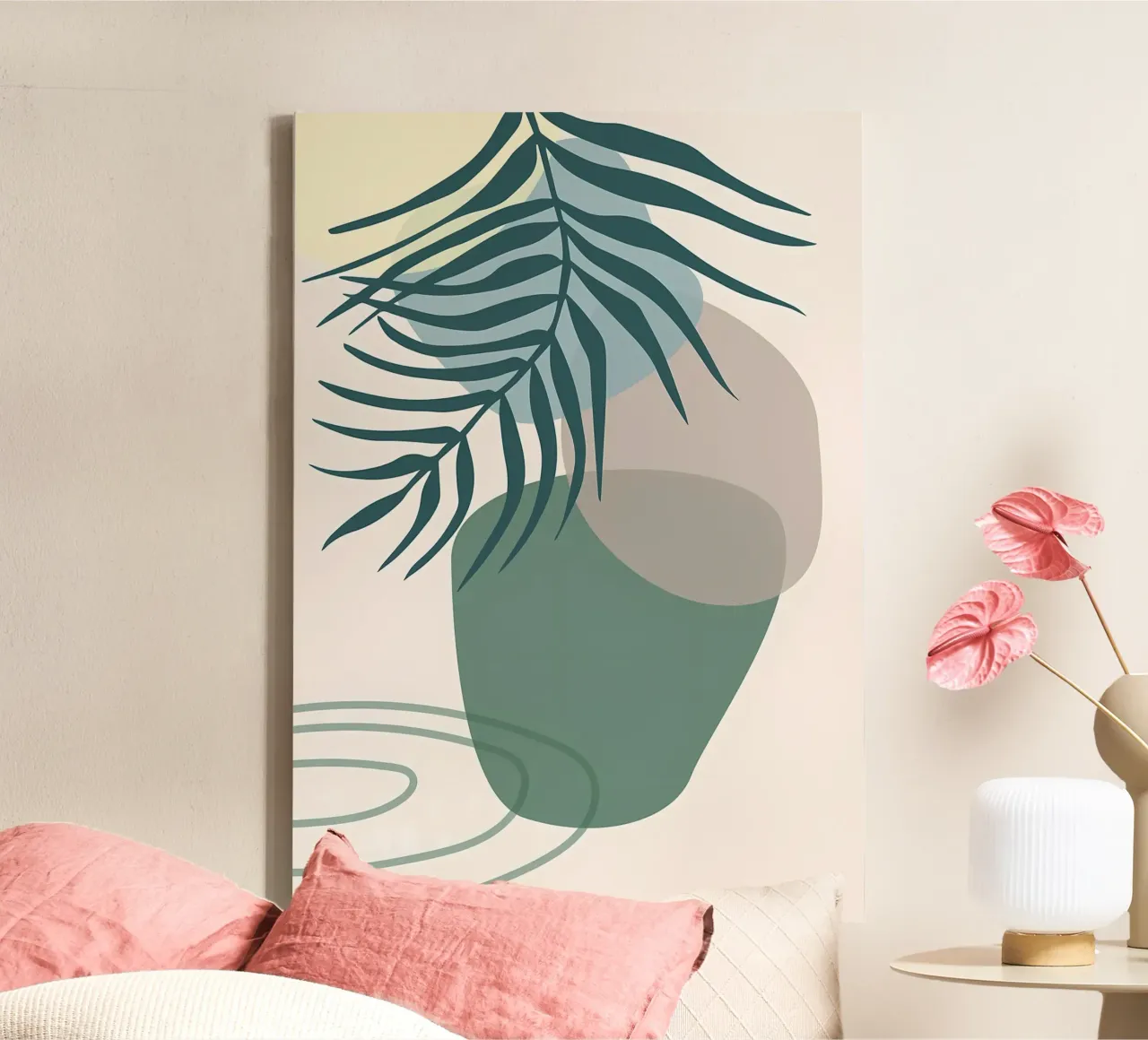Botanisch blad abstracte kunst canvas met Baklijst van Rebecca Clark Wyrick