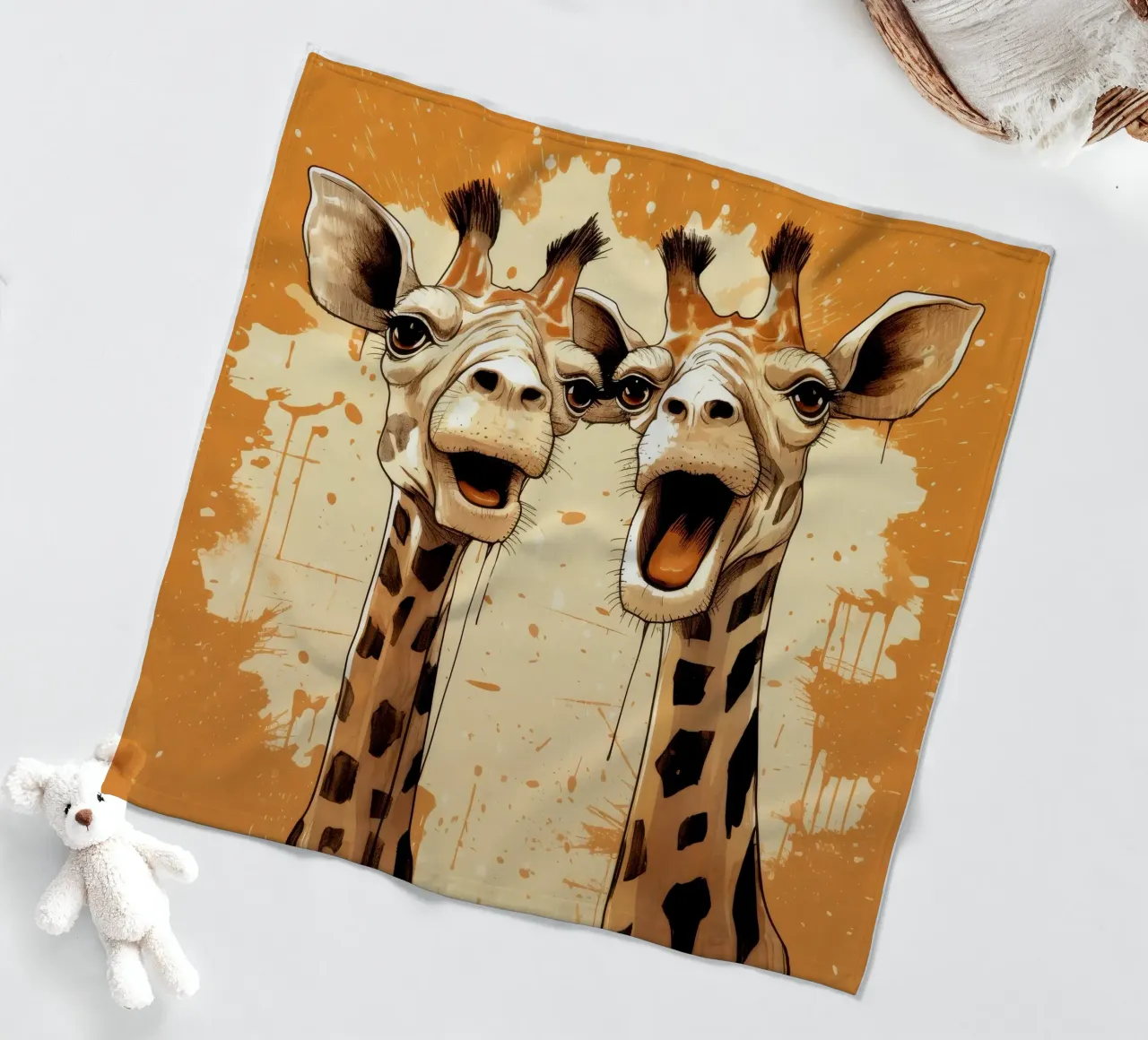 Retro Giraffe Duo coperta in pile da Funny Animals