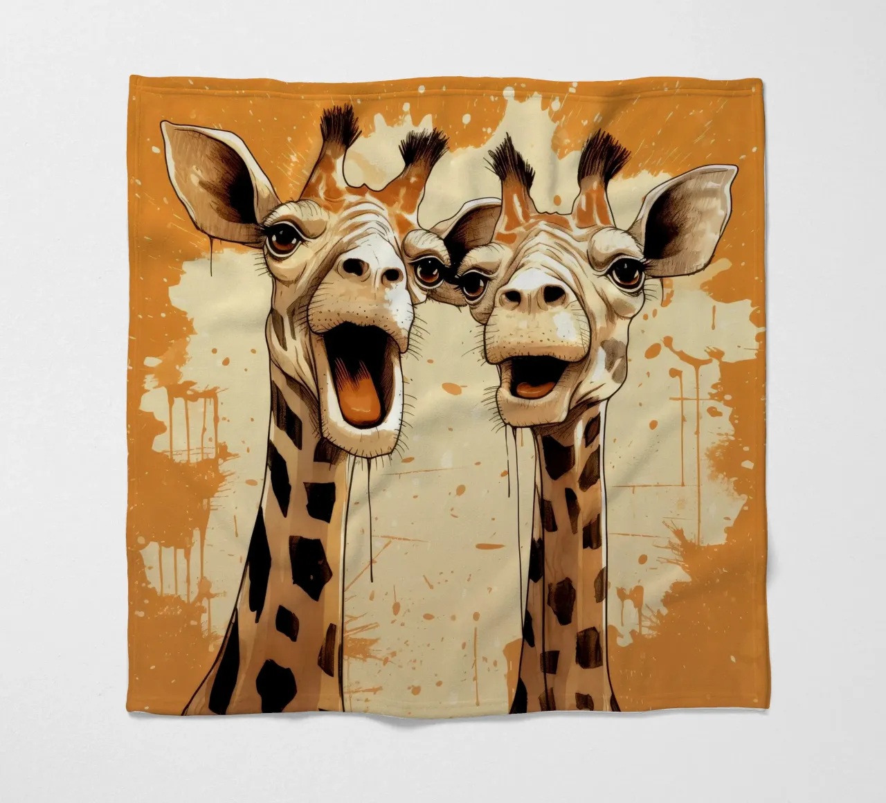 Retro Giraffe Duo coperta in pile da Funny Animals