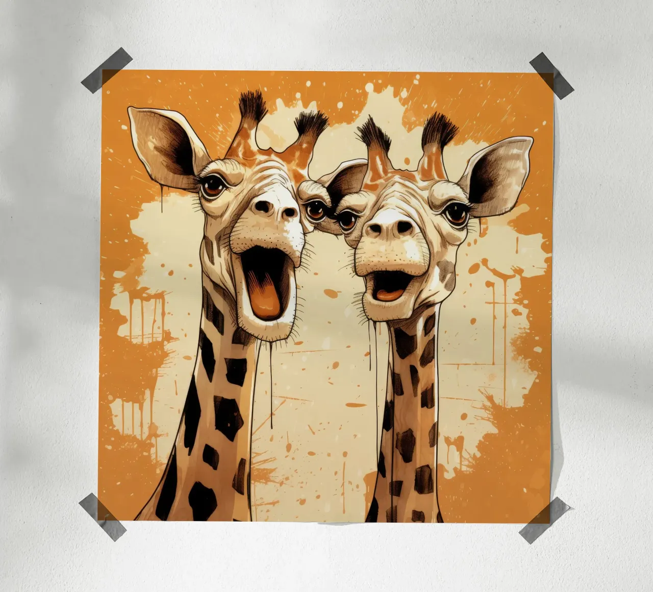 Retro Giraffe Duo carta hahnemühle da Funny Animals