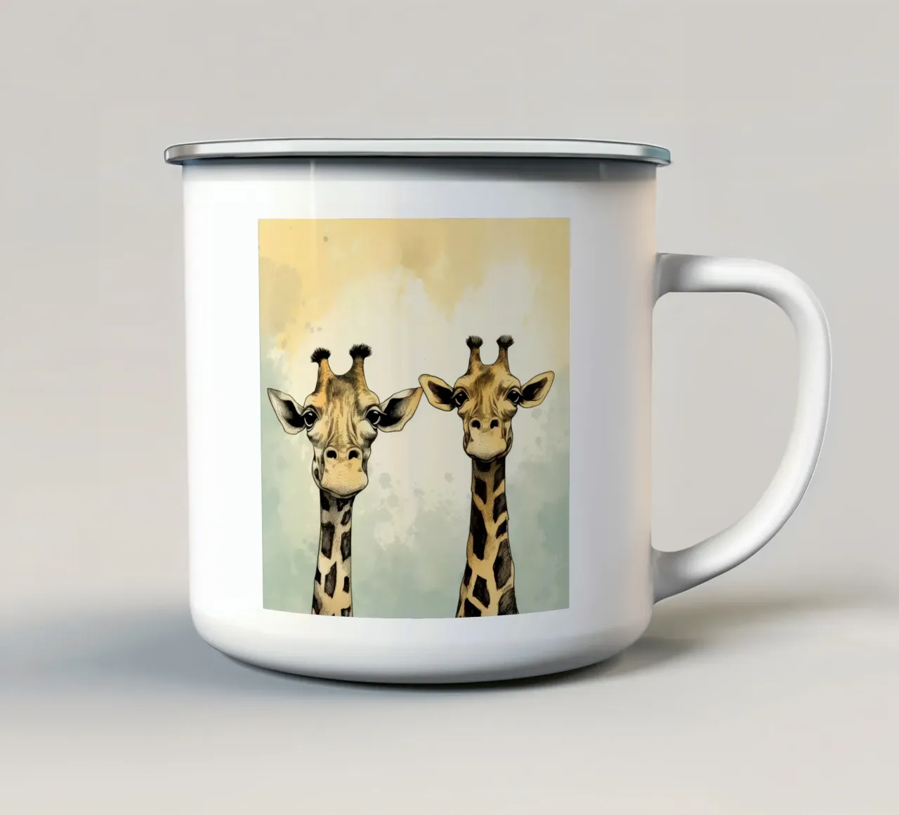 Cartoni animati retrò divertenti Giraffe carine tazza in smalto da Funny Animals