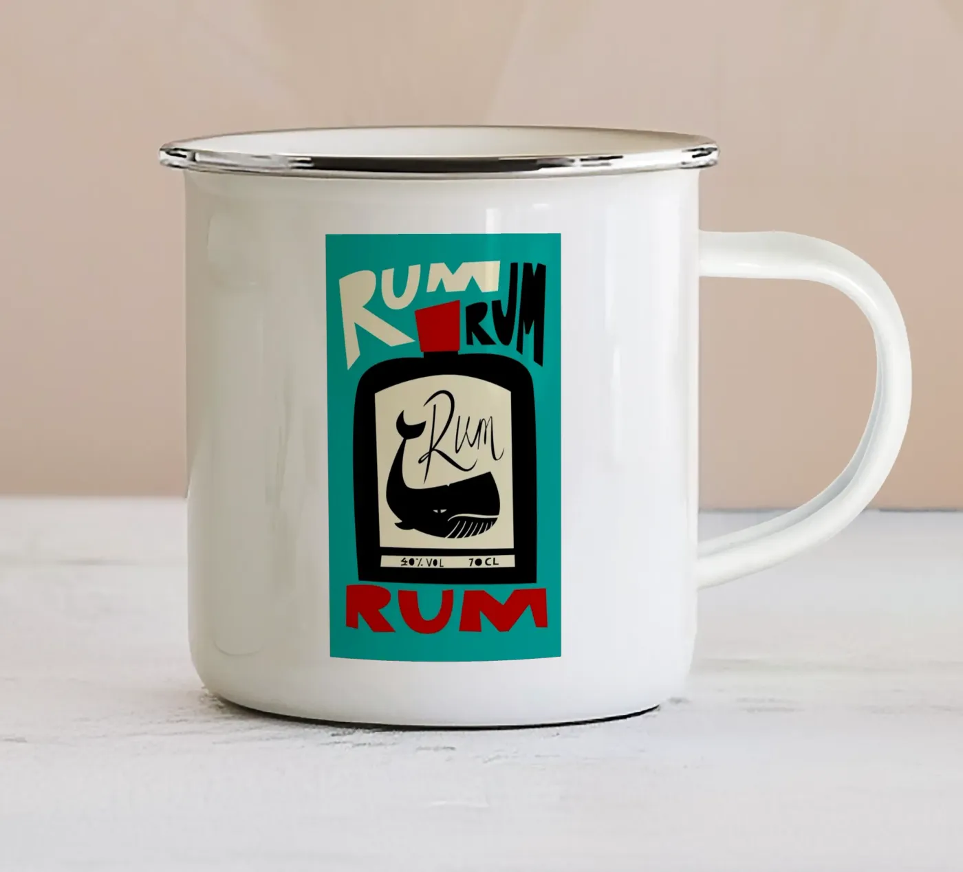 Rum Bottle enamel mug by Fox & Velvet