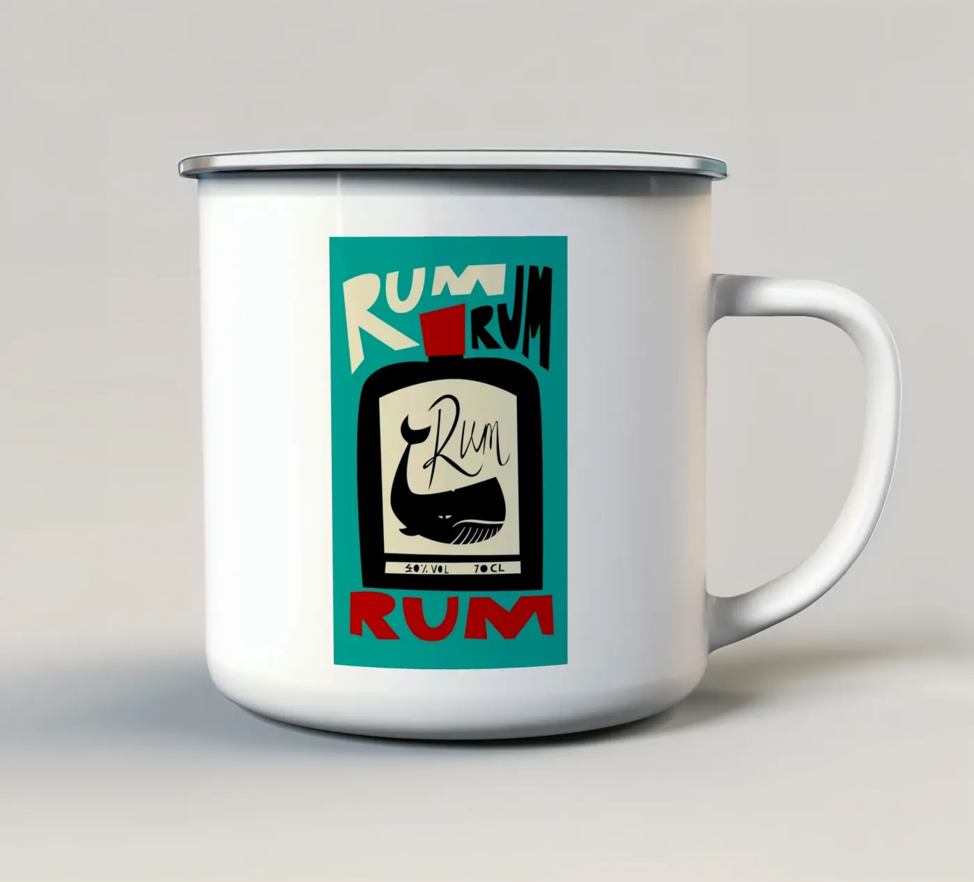 Rum Bottle enamel mug by Fox & Velvet