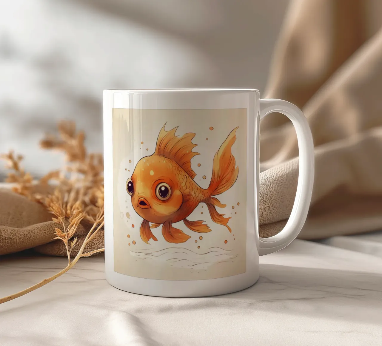 Pesce rosso retrò tazza in ceramica da Funny Animals