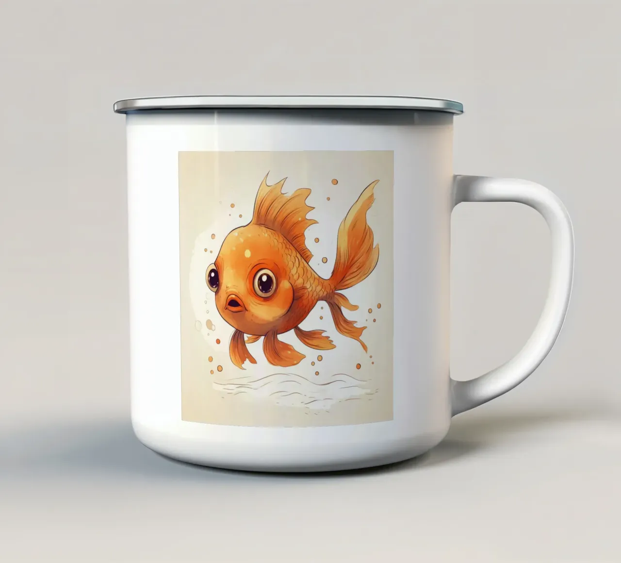 Pesce rosso retrò tazza in smalto da Funny Animals
