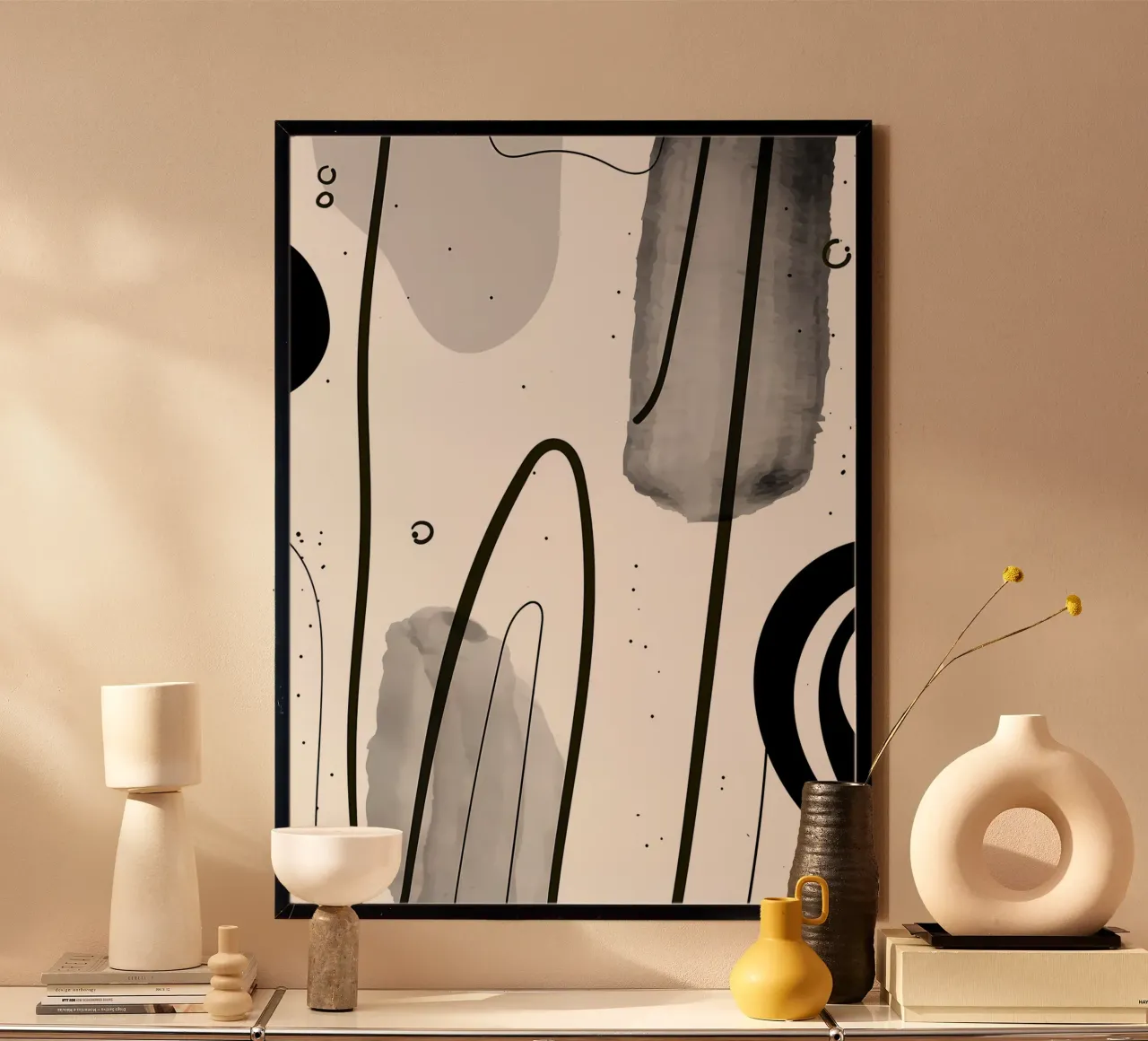 Acquerello astratto 022 poster con telaio in alluminio da Rebecca Clark Wyrick