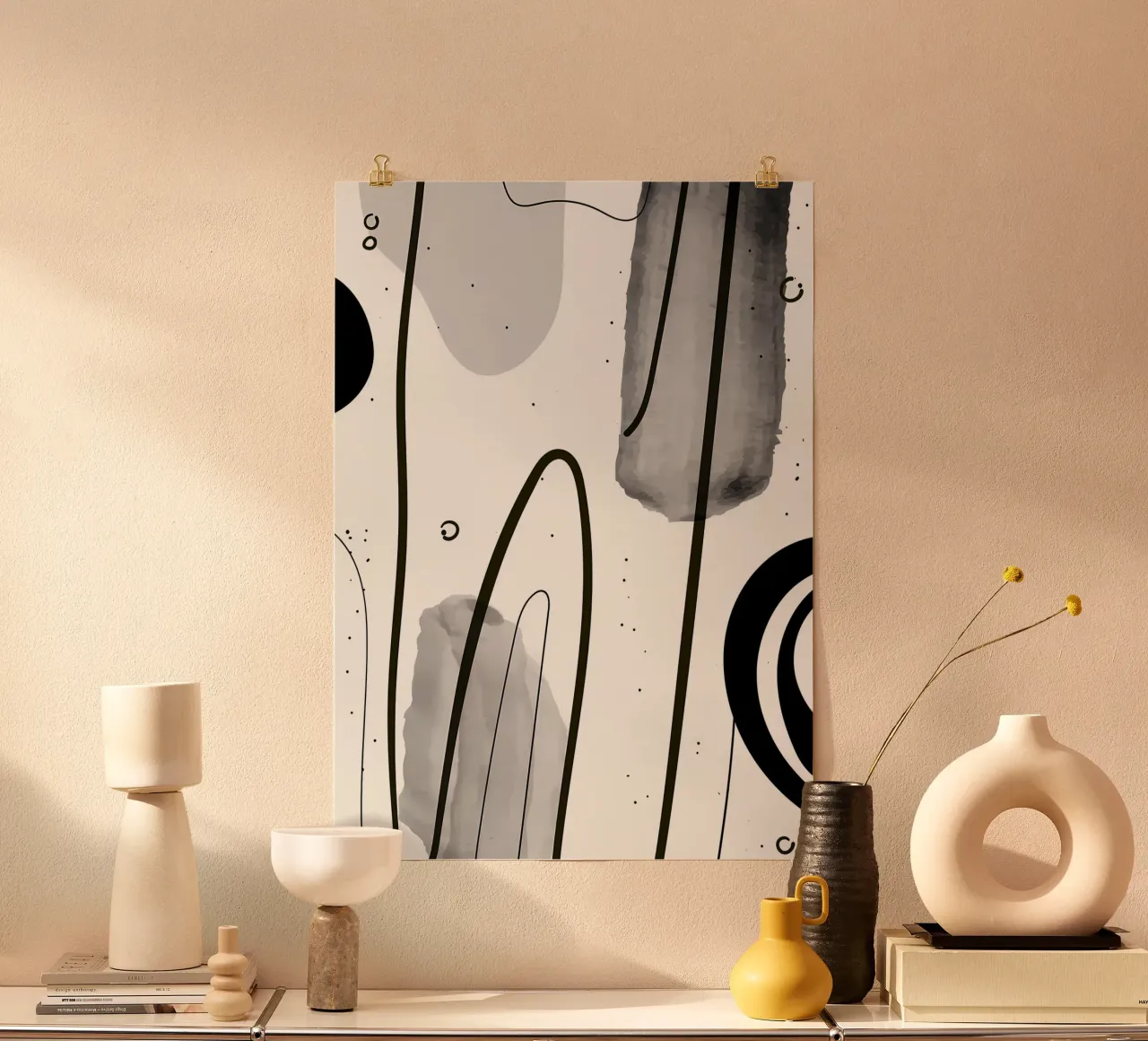 Acquerello astratto 022 poster con telaio in alluminio da Rebecca Clark Wyrick