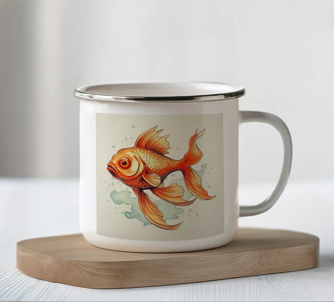 Pesce rosso retrò tazza in smalto da Funny Animals