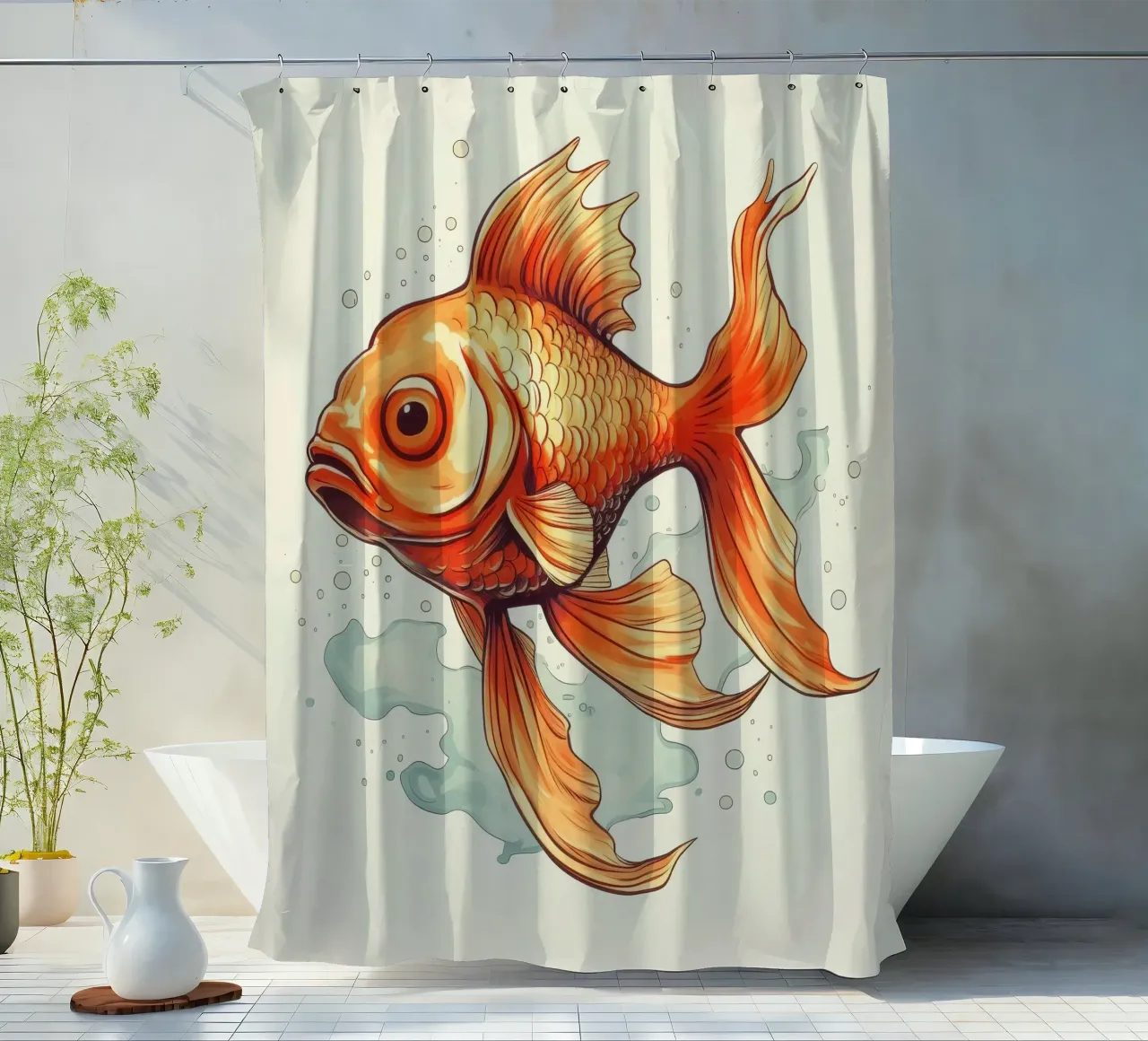 Retro-Goldfisch Duschvorhang von Funny Animals