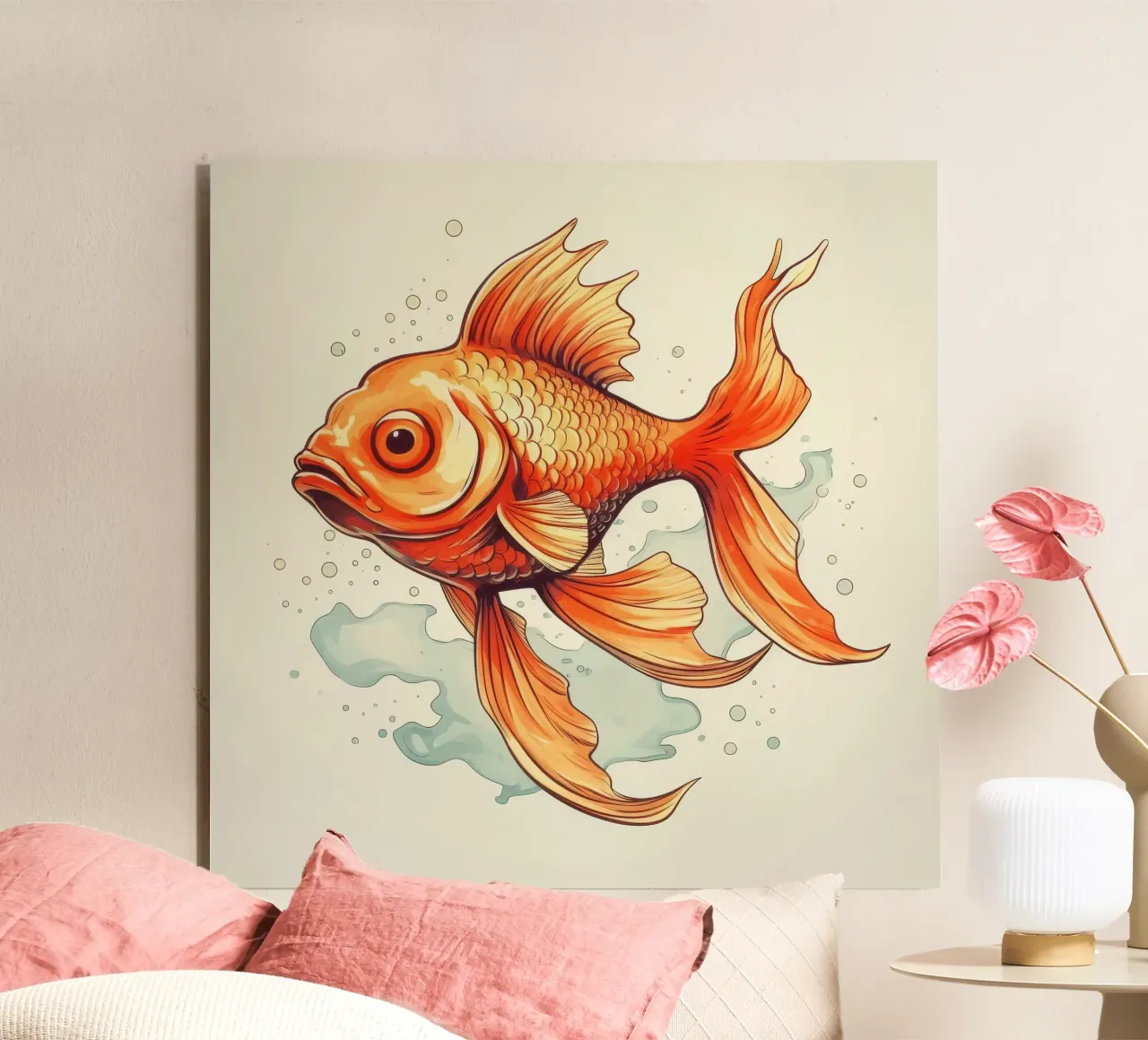 Pesce rosso retrò alluminio dibond da Funny Animals