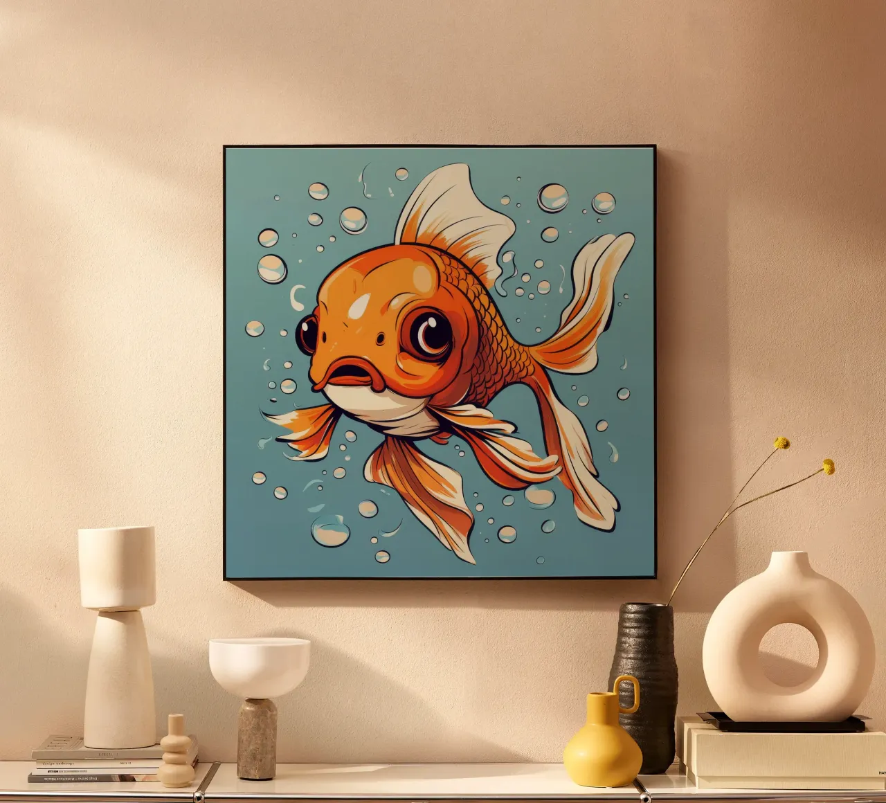 Pesce rosso retrò alluminio dibond da Funny Animals