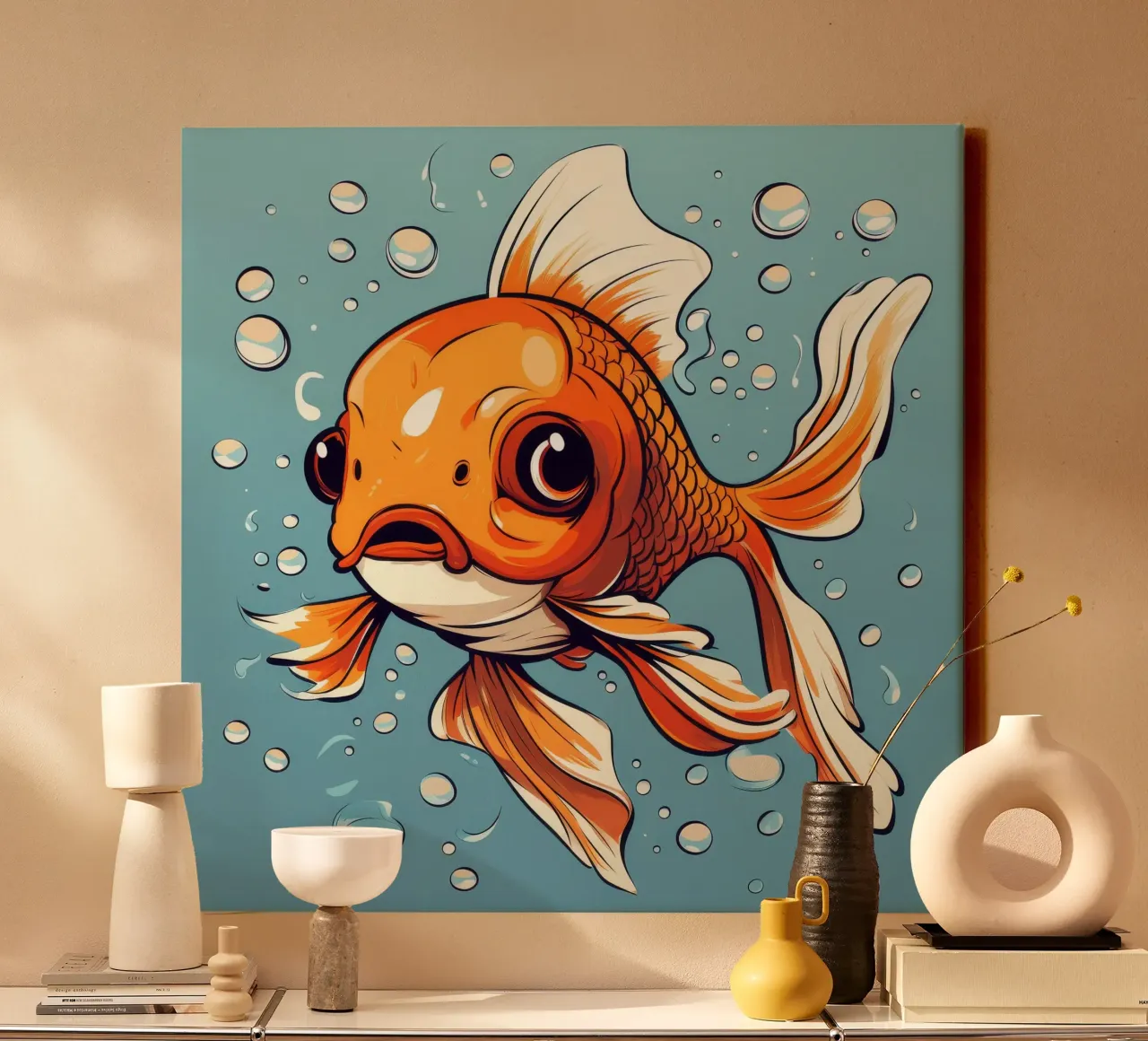 Retro Goldfish canvas by Funny Animals