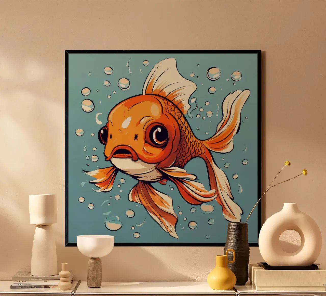 Pesce rosso retrò carta hahnemühle da Funny Animals