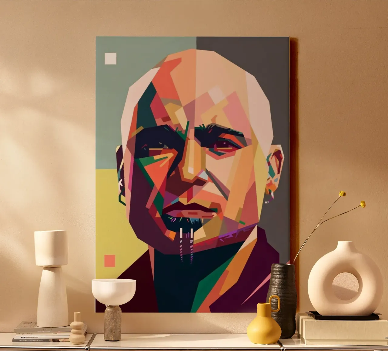 David Draiman Disturbed zanger canvas met Baklijst van Hantamrata