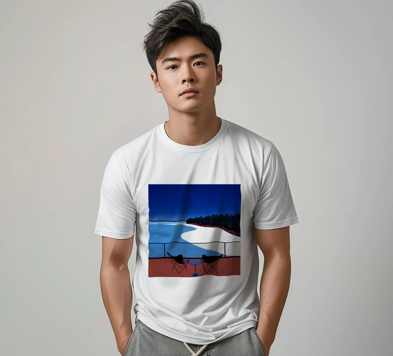 Posti a sedere fronte mare Nagai Art t-shirt da Perdana shop