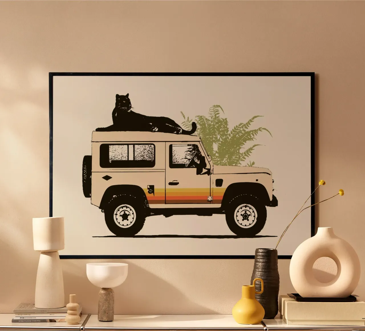Black Panther on Car carta hahnemühle da Florent Bodart