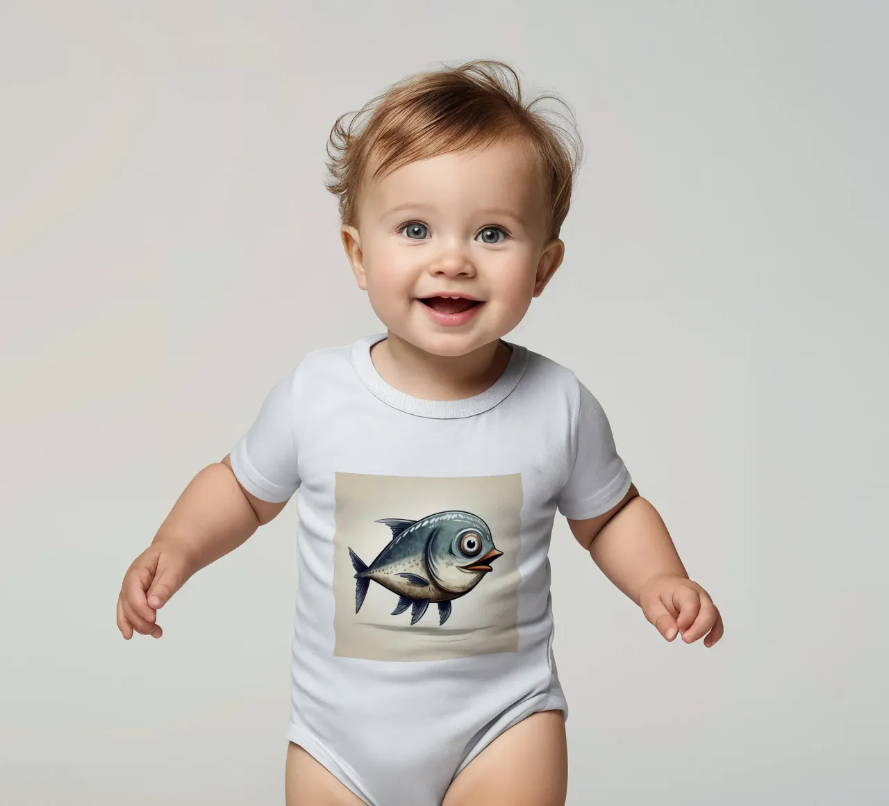Aringa retrò body neonato maniche corte da Funny Animals