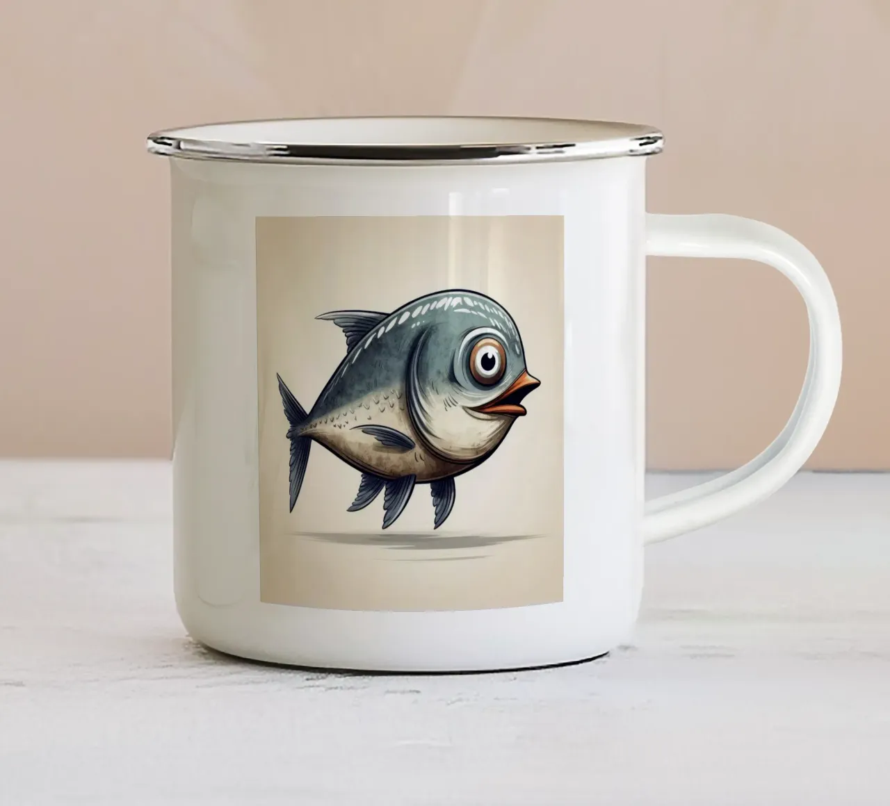 Aringa retrò tazza in smalto da Funny Animals