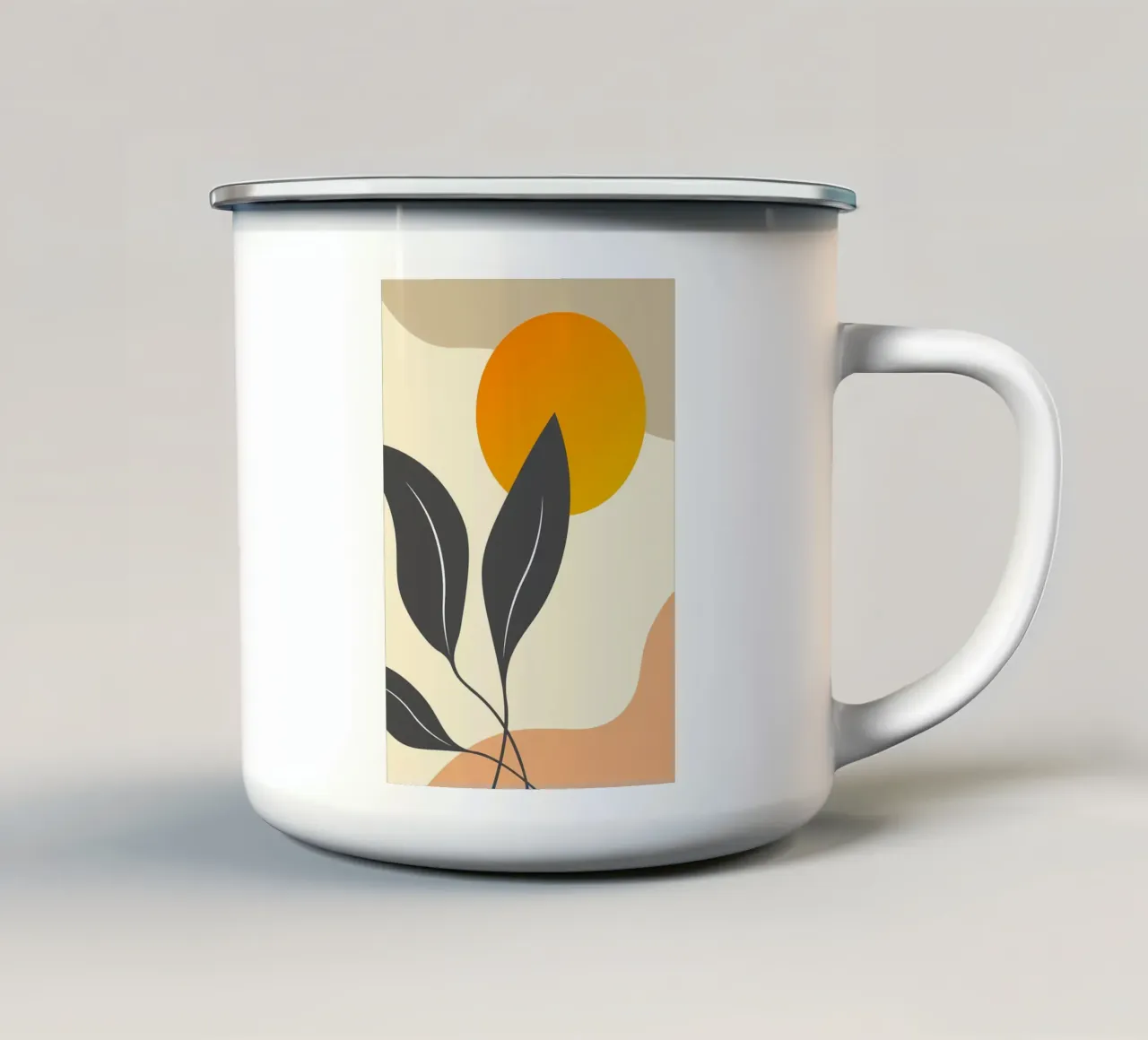 Sole a forma di foglia botanica tazza in smalto da Rebecca Clark Wyrick