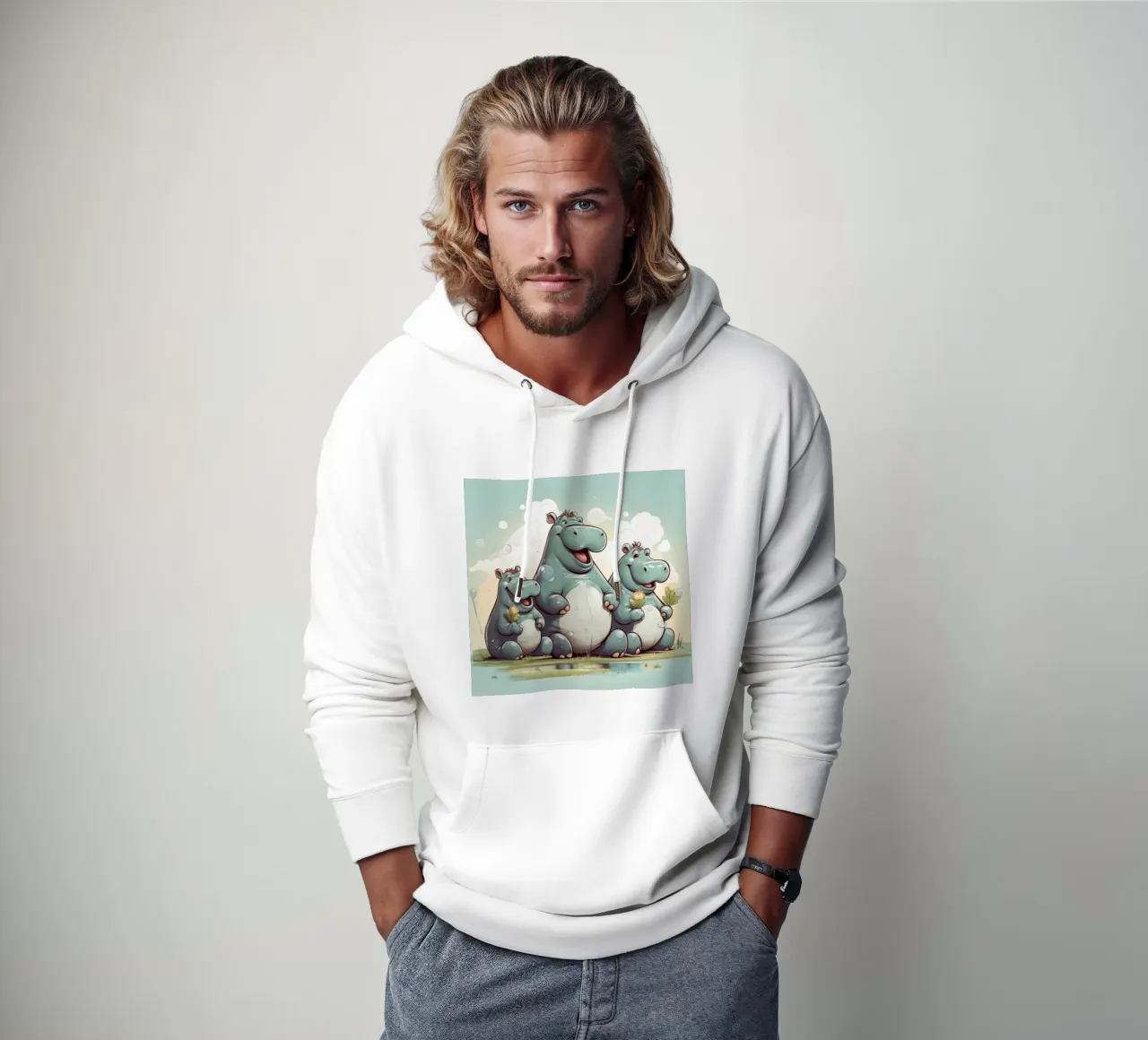 Retro Hippo Gang felpa con cappuccio da Funny Animals