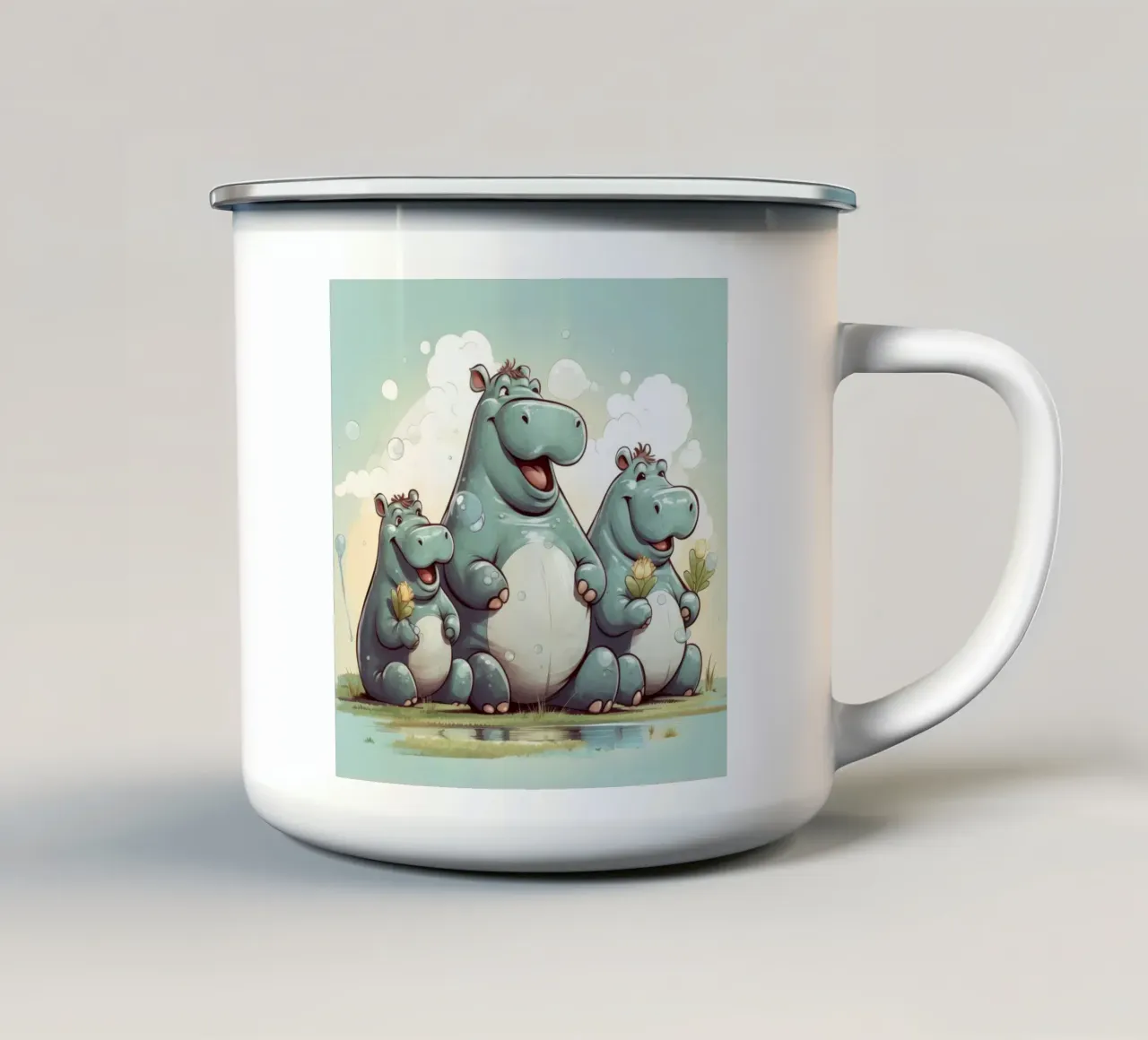 Retro Hippo Gang tazza in smalto da Funny Animals