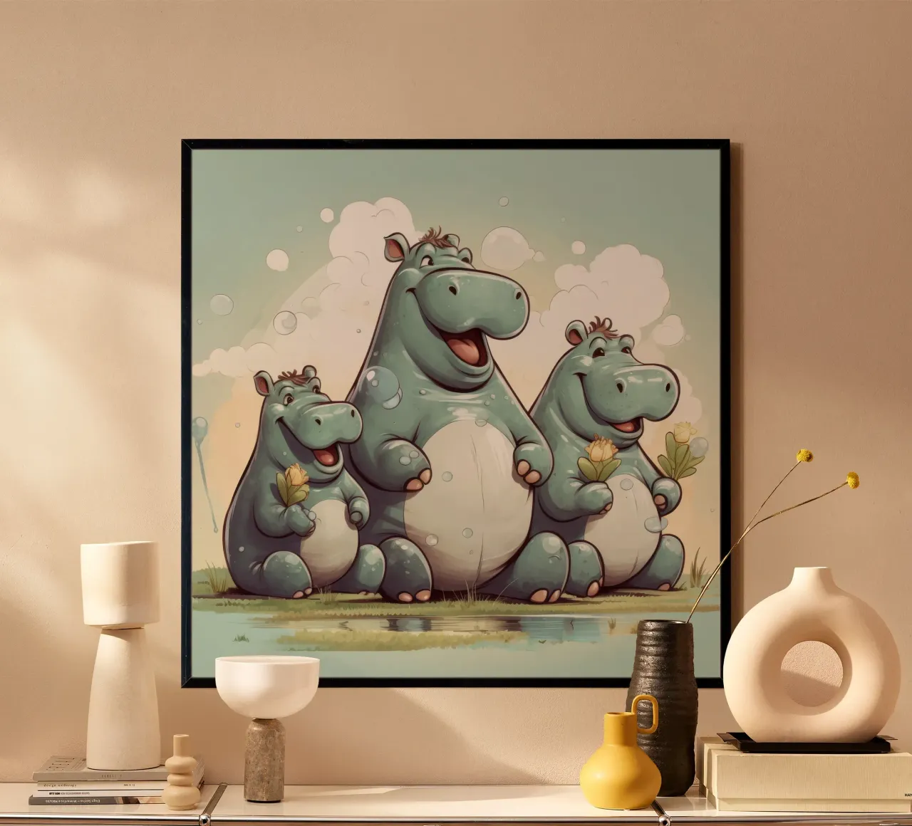 Retro Hippo Gang hahnemühle by Funny Animals