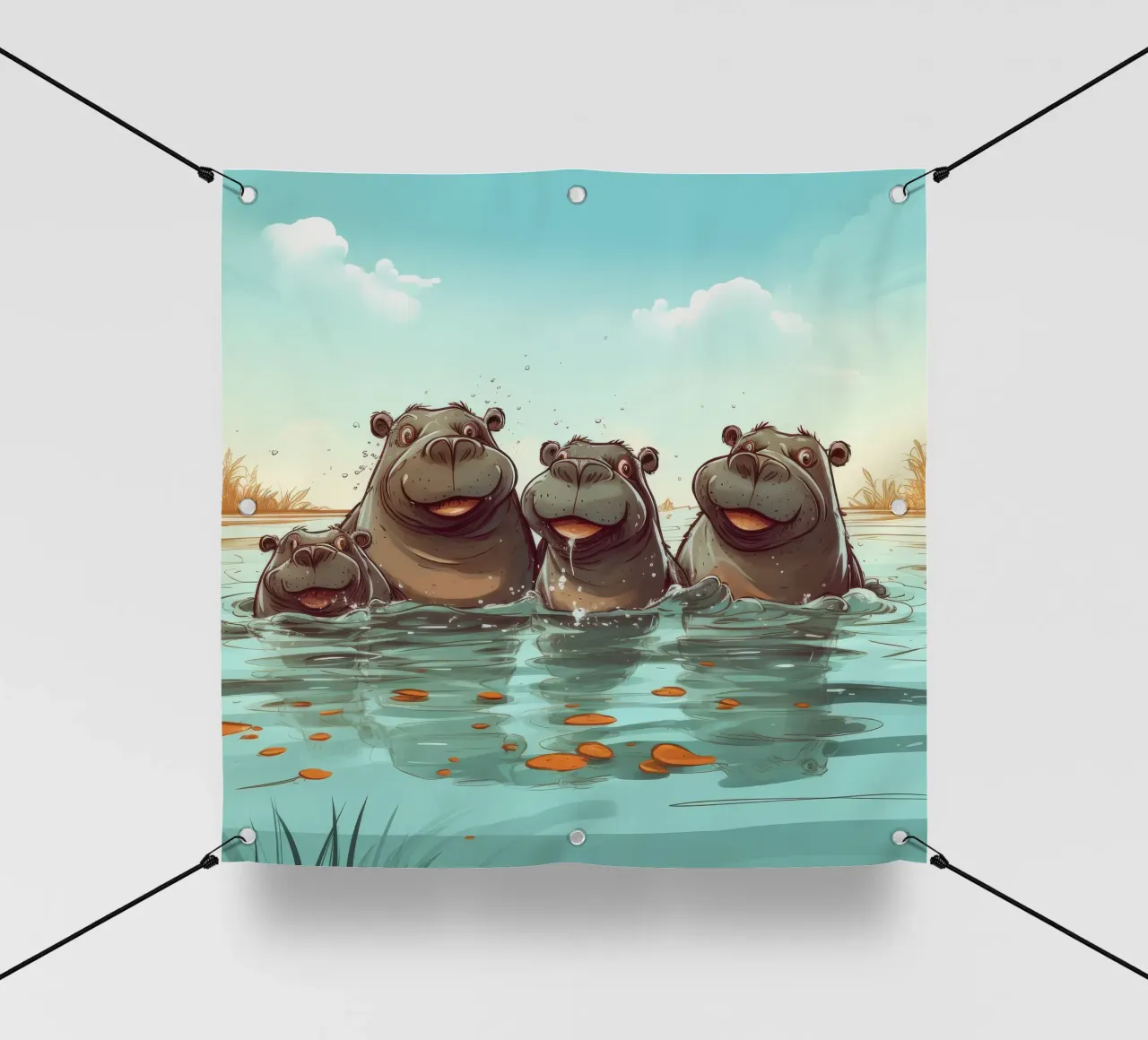 Retro Hippo Gang telo in pvc da Funny Animals